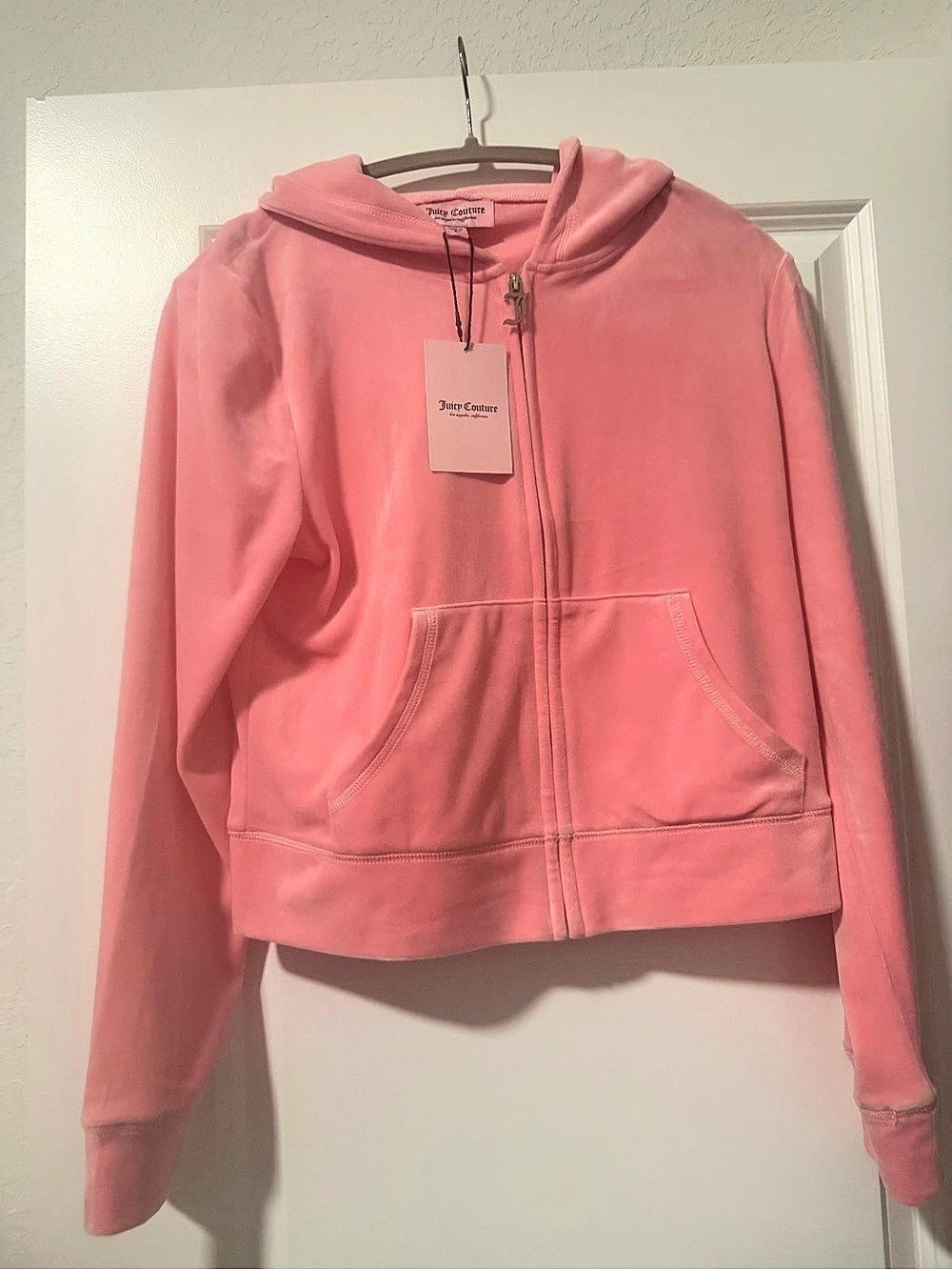 Juicy Couture Rhinestone Bling Velour Tracksuit Hoodie and Shorts Set Zip-Up